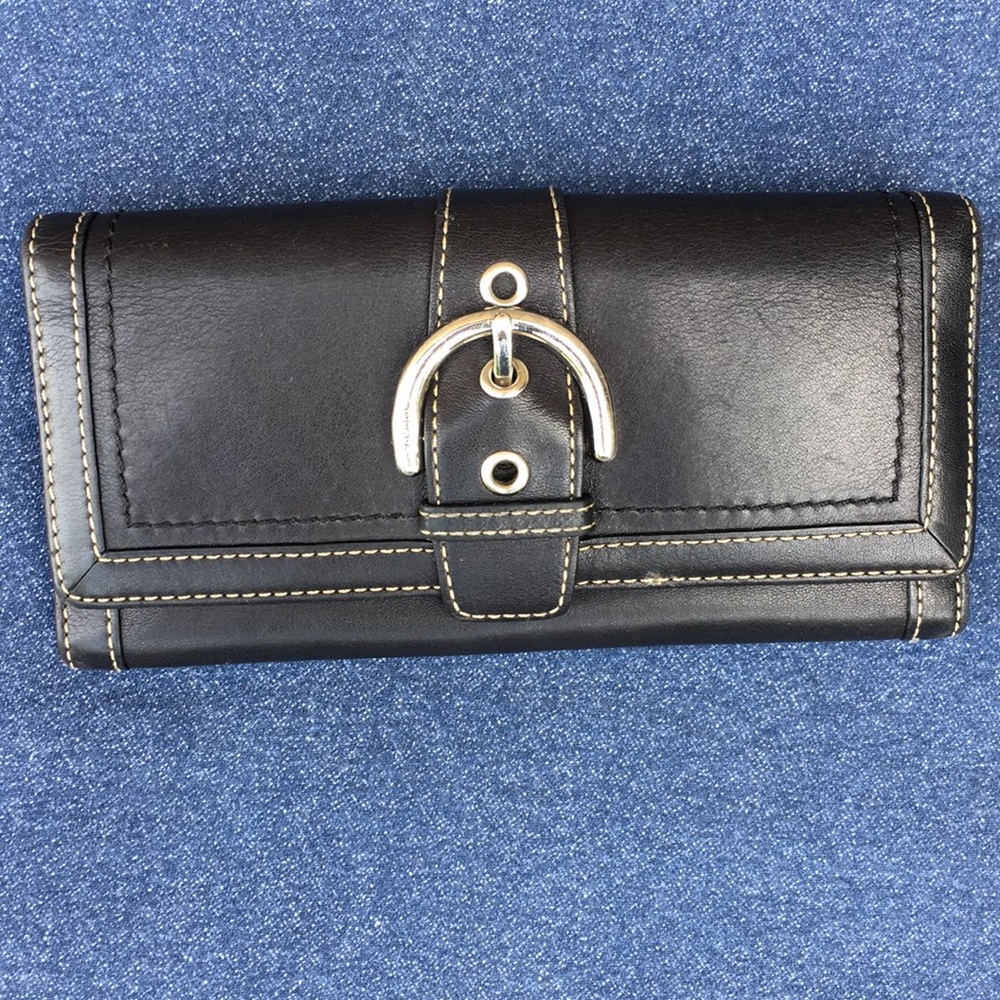 Black Fold Coach Wallet Leather Soho Buckle